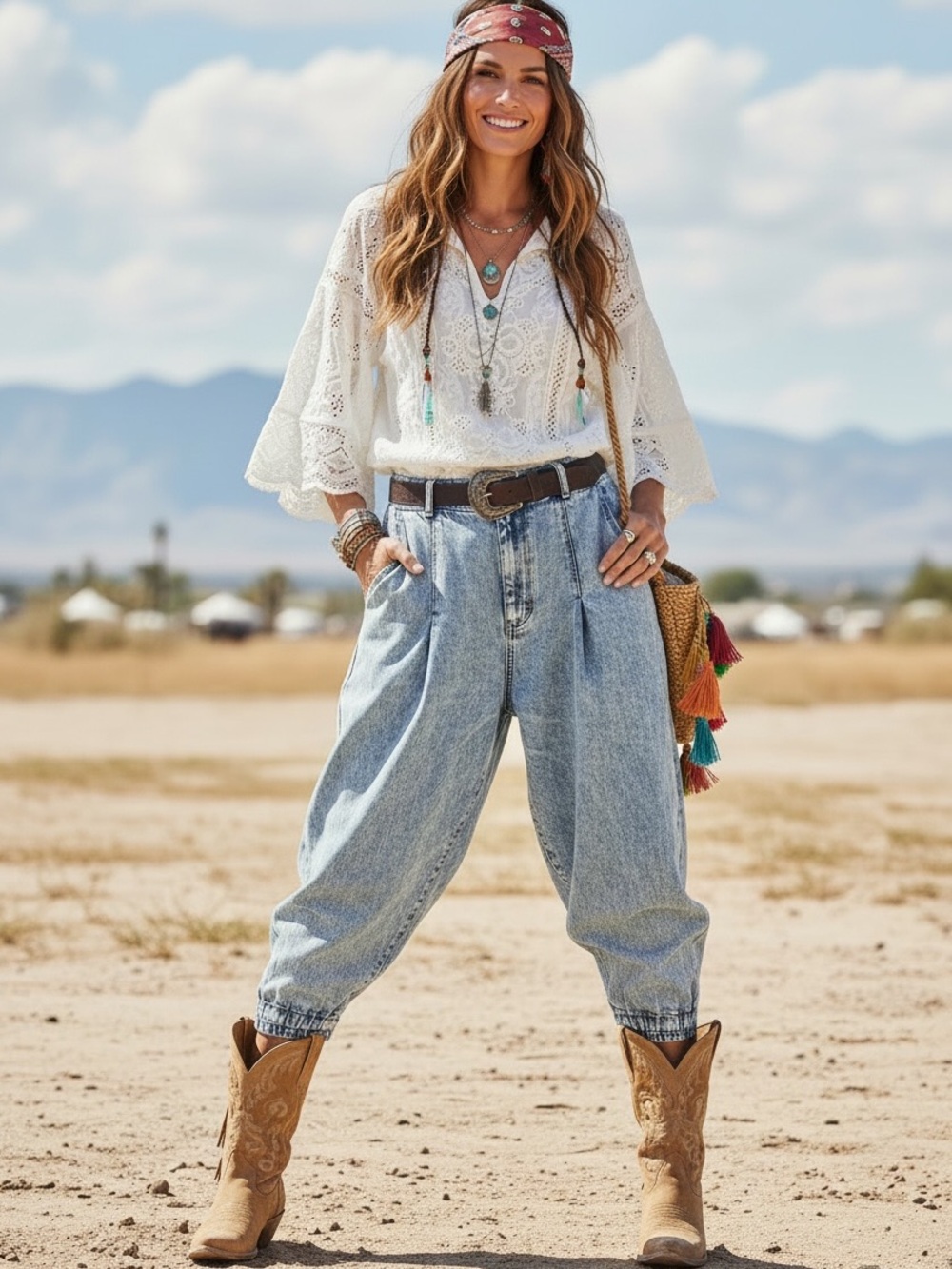 Relaxed Light Wash Boyfriend Balloon Jeans - Casual Blue
